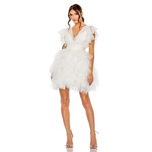 Mac Duggal mini white tulle dress